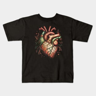 Human heart, Vintage anatomy style, human heart, anatomy art, student, doctor, medical Kids T-Shirt